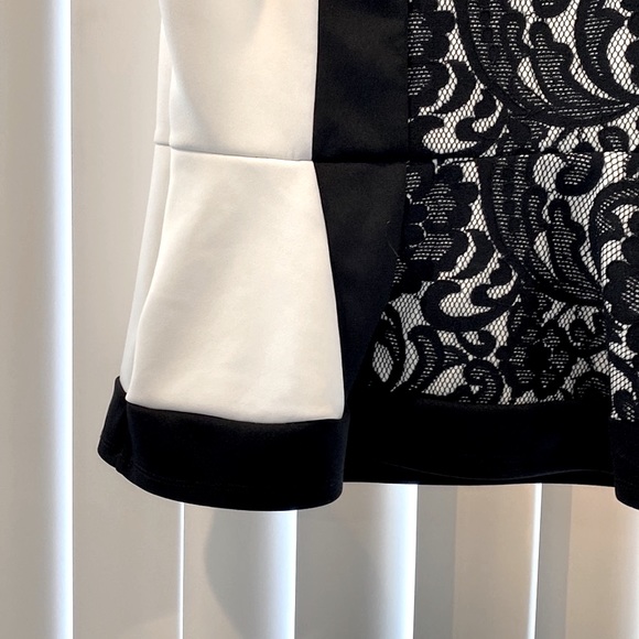 NWOT Beautiful light cream and black lace peplum shirt, Petite Small - Picture 5 of 8